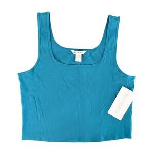 NWT Athleta Signature Rib Square Neck Crop Tank, Blue, Women's Size Large